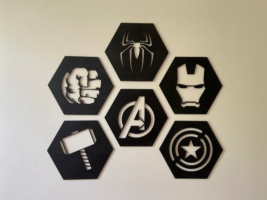 Avengers Wandbilder - Dekoration - Hexagon - 6er Set