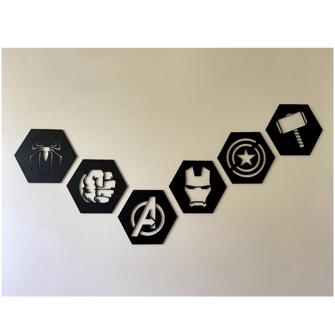 Avengers Wandbilder - Dekoration - Hexagon - 6er Set