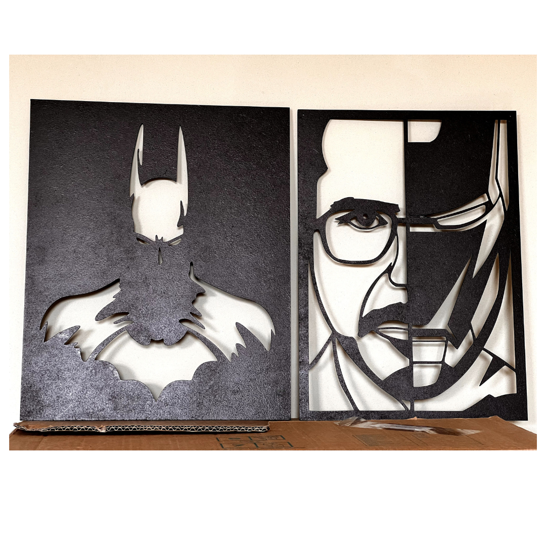 Superhelden Wandkunst aus MDF-Holz – Schwarzes Avengers Wandbild als Geschenkidee