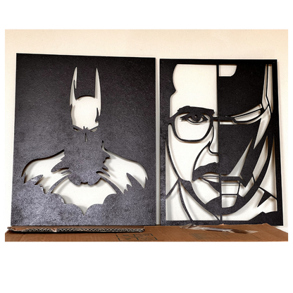 Superhelden Wandkunst aus MDF-Holz – Schwarzes Avengers Wandbild als Geschenkidee