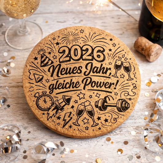 ✨ Motivation für 2026 – gravierte Kork-Untersetzer im 4er-Set