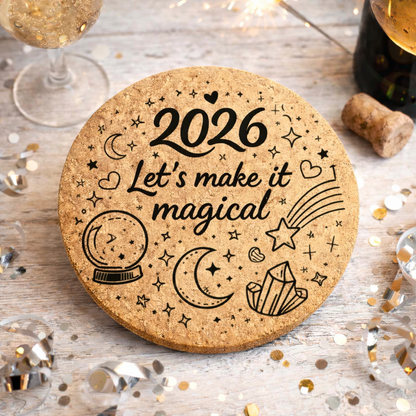 ✨ Motivation für 2026 – gravierte Kork-Untersetzer im 4er-Set